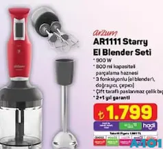ARZUM AR1111 STARRY EL BLENDER SETİ 900 W ARZUM AR1111 STARRY EL BLENDER SETİ 900 W